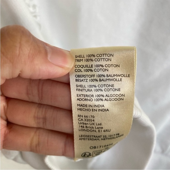 Anthropologie Ruffled Boho Eyelet White 100% Cotton Sweatshirt XS Fall - Picture 8 of 8